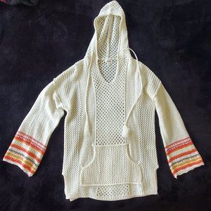 Pointelle hooded sweater